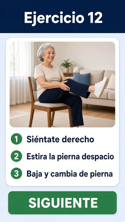 Pantalla: Cada ejercicio, paso a paso